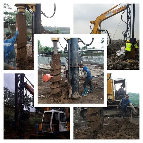 Pekerjaan pondasi bore pile dengan mesin mini crane
